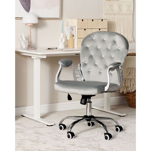 Chaise De Bureau Velours Gris Clair Princess
