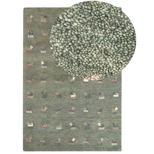 Tapis Gabbeh En Laine Avec Motif Animalier 140 X 200 Cm Vert Kizarli