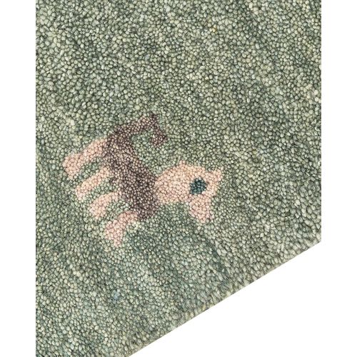Tapis Gabbeh En Laine Avec Motif Animalier 160 X 230 Cm Vert Kizarli