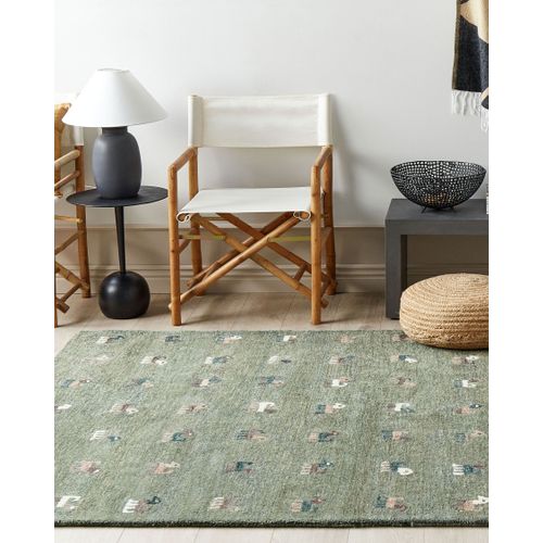 Tapis Gabbeh En Laine Avec Motif Animalier 160 X 230 Cm Vert Kizarli