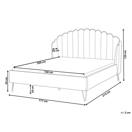 Lit Avec Sommier Velours Ambillou 160 X 200 Cm Beige Clair