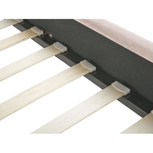 Lit Avec Sommier Velours Ambillou 160 X 200 Cm Beige Clair