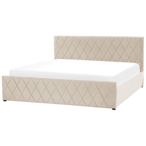 Lit Avec Coffre En Velours Beige 180 X 200 Cm Rochefort