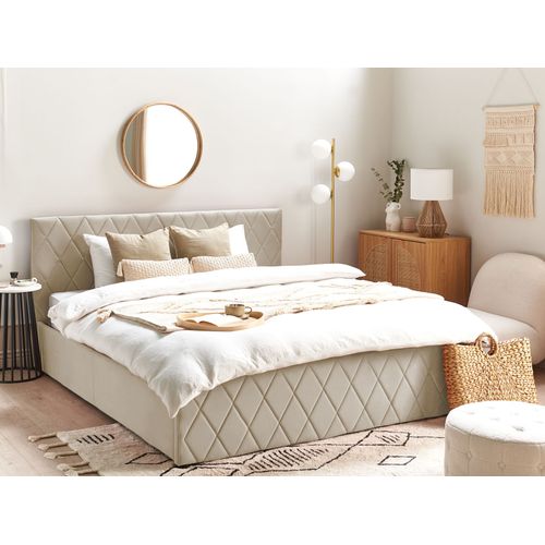Lit Avec Coffre En Velours Beige 180 X 200 Cm Rochefort