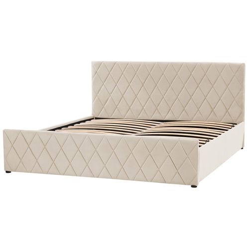 Lit Avec Coffre En Velours Beige 180 X 200 Cm Rochefort