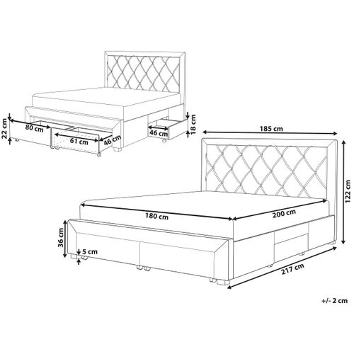 Lit Double Avec Rangement En Velours 180 X 200 Cm Beige Lievin