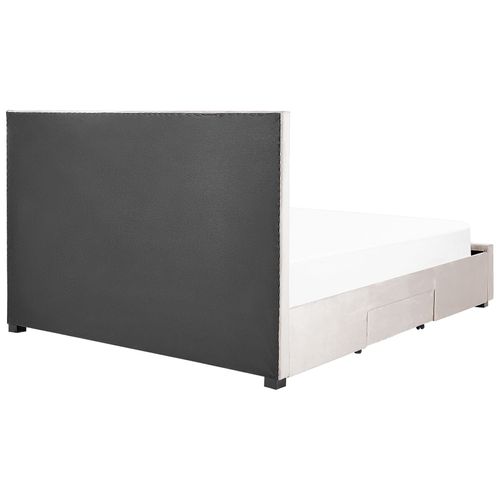 Lit Double Avec Rangement En Velours 180 X 200 Cm Beige Lievin