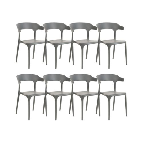 Chaise De Jardin Set De 8 Matière Synthétique Gris Gubbio