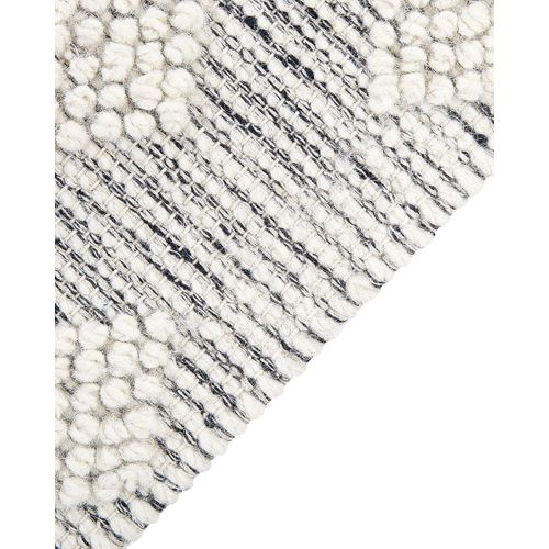 Tapis En Laine 160 X 230 Cm Gris Et Blanc Savur