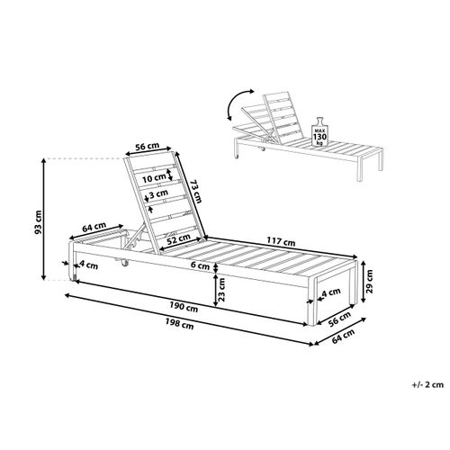 Chaise Longue Métal Bois Clair/noir Nardo