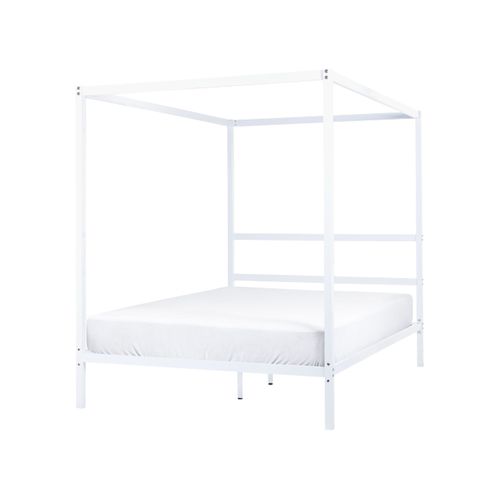 Lit à Baldaquin Métal Lestards 140 X 200 Cm Blanc