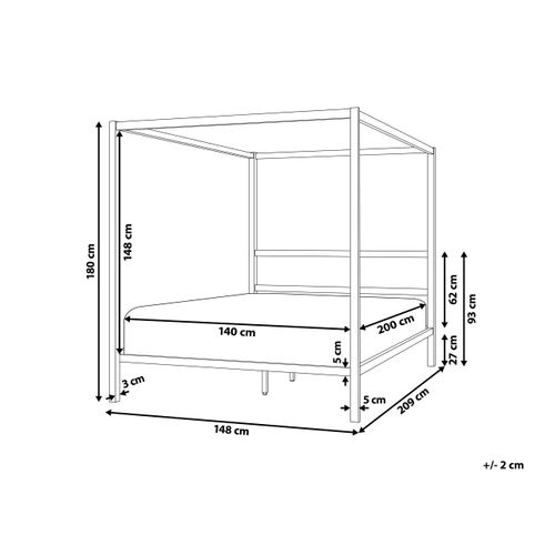 Lit à Baldaquin Métal Lestards 140 X 200 Cm Blanc