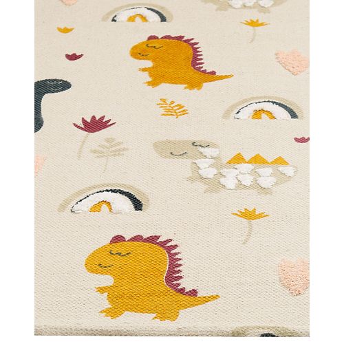 Tapis Enfant Imprimé Dinosaure En Coton 80 X 150 Cm Multicolore Tiop