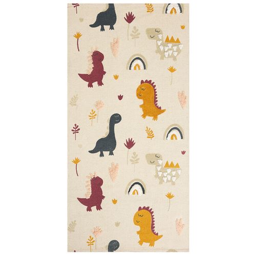 Tapis Enfant Imprimé Dinosaure En Coton 80 X 150 Cm Multicolore Tiop