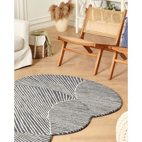 Tapis Ovale En Laine 140 X 200 Cm Blanc Et Gris Graphite Zabol