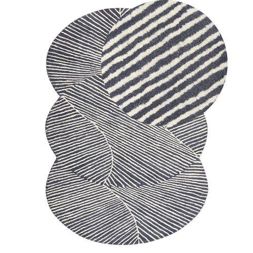 Tapis Ovale En Laine 140 X 200 Cm Blanc Et Gris Graphite Zabol