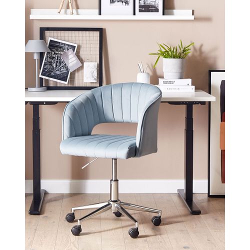 Chaise De Bureau Velours Bleu Clair Katonah