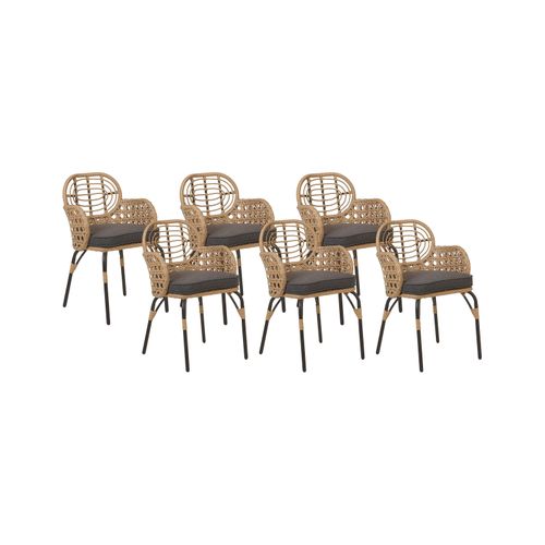 Chaise De Jardin Set De 6 Naturel Pratello