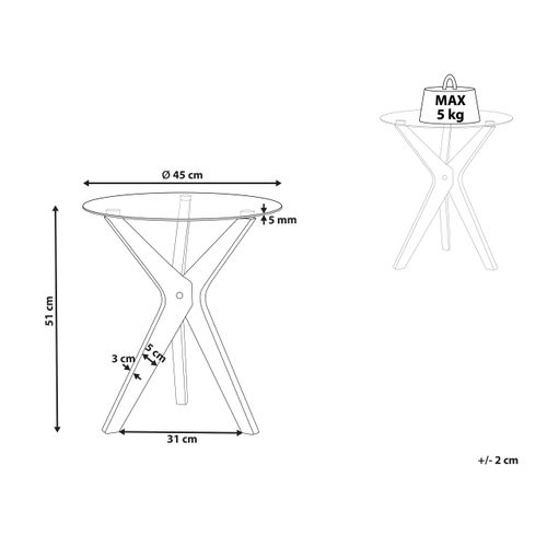 Table D'appoint à Plateau De Verre Et Bois Clair Valley