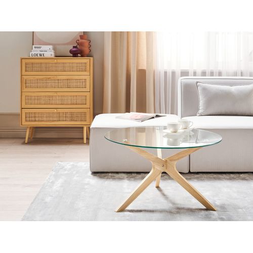 Lot De 2 Tables Basses à Plateau De Verre Et Bois Clair Valley