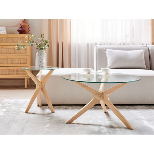 Lot De 2 Tables Basses à Plateau De Verre Et Bois Clair Valley