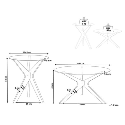Lot De 2 Tables Basses à Plateau De Verre Et Bois Clair Valley