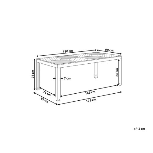 Table De Jardin 180 X 90 Cm Bois Clair Baratti