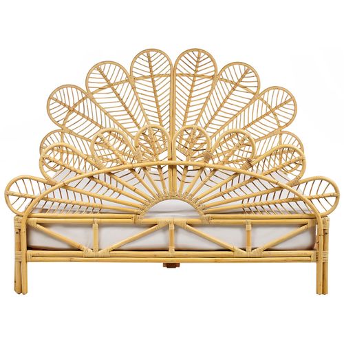 Lit Double En Rotin 160 X 200 Cm Bois Clair Florentine