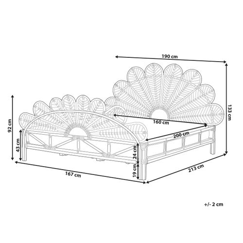 Lit Double En Rotin 160 X 200 Cm Bois Clair Florentine
