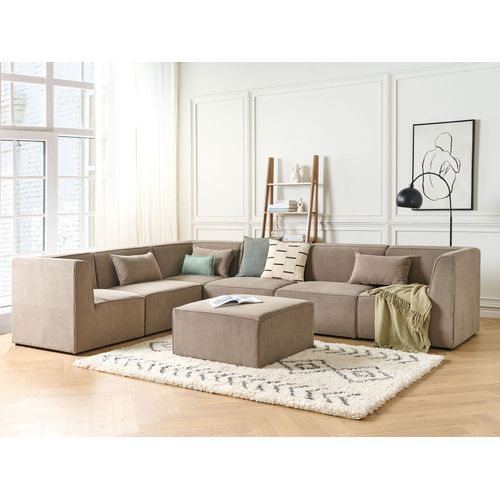 Pouf Ottoman En Velours Côtelé Taupe Lemvig