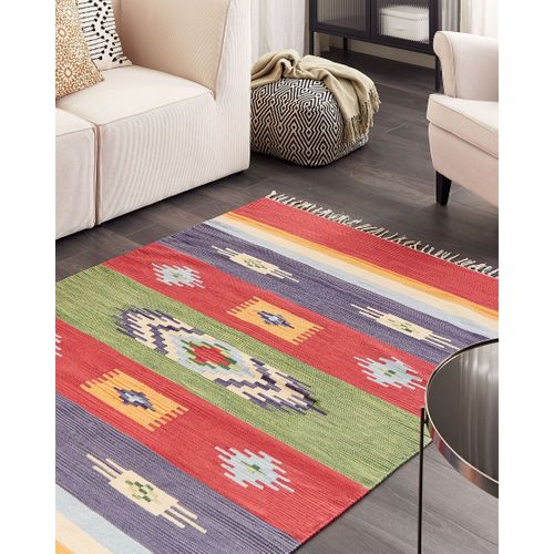 Tapis Kilim En Coton 140 X 200 Cm Multicolore Kamaris