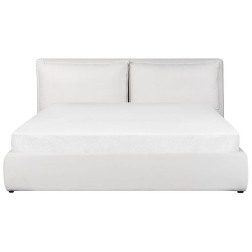 Lit Ottoman Velours Bajonna 180 X 200 Cm Blanc Cassé