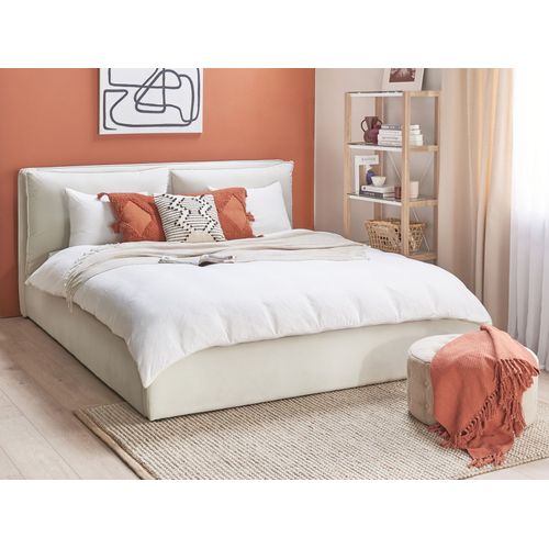 Lit Ottoman Velours Bajonna 180 X 200 Cm Blanc Cassé