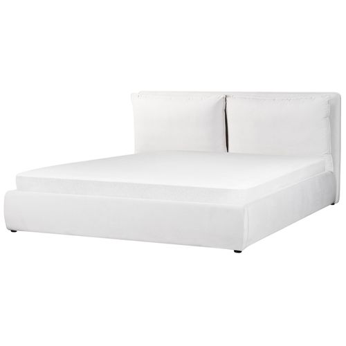 Lit Ottoman Velours Bajonna 180 X 200 Cm Blanc Cassé