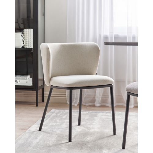 Chaise De Salle à Manger Set De 2 Tissu Blanc Cassé Mina