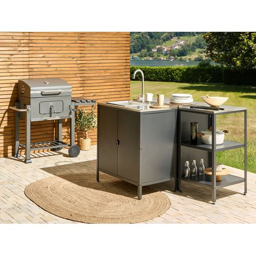 Meuble De Cuisine D'extérieur Avec Évier Vilama Métal Noir