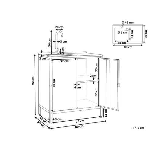 Meuble De Cuisine D'extérieur Avec Évier Vilama Métal Noir