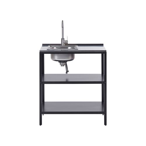 Ilot De Cuisine Extérieure Avec Évier Vilama Métal Noir