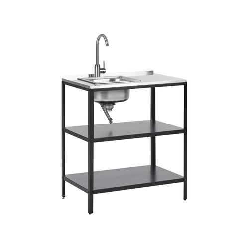 Ilot De Cuisine Extérieure Avec Évier Vilama Métal Noir