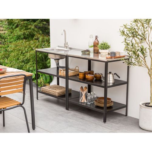 Cuisine D'extérieur 2 Pièces Avec Évier Vilama Métal Noir