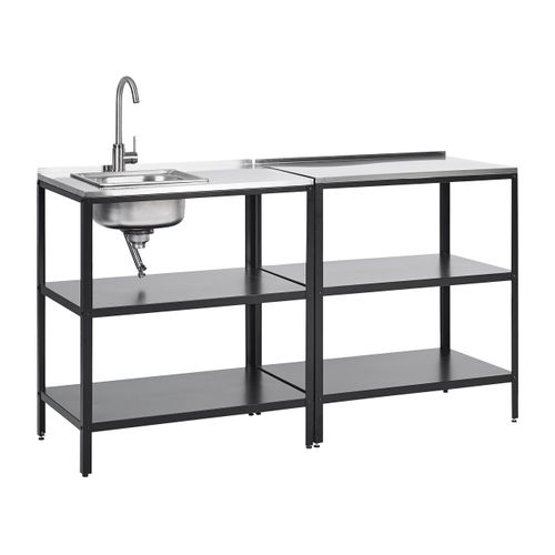 Cuisine D'extérieur 2 Pièces Avec Évier Vilama Métal Noir