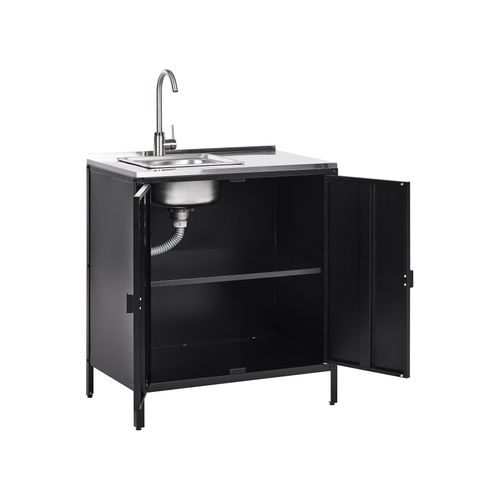 Cuisine D'extérieur 2 Pièces Avec Évier Vilama Métal Noir