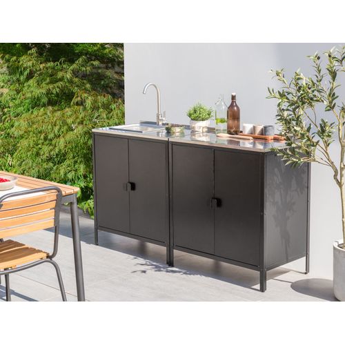 Cuisine D'extérieur 2 Pièces Avec Évier Vilama Métal Noir