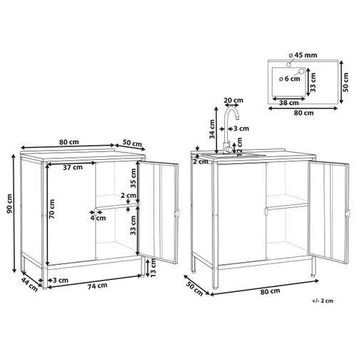 Cuisine D'extérieur 2 Pièces Avec Évier Vilama Métal Noir