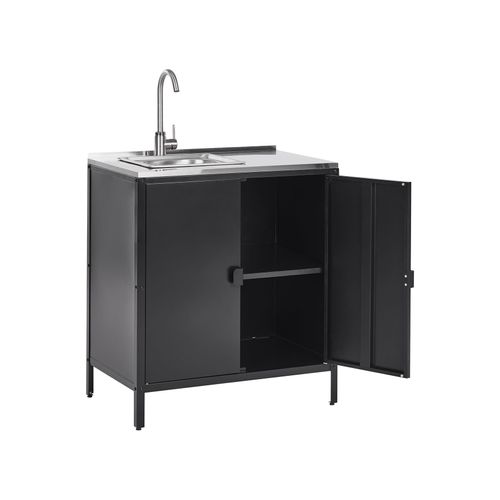 Cuisine D'extérieur 2 Pièces Avec Évier Vilama Métal Noir