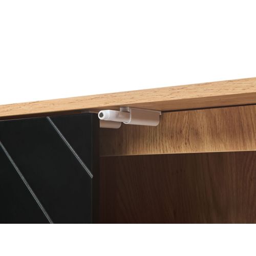 Commode à 2 Portes Effet Bois Clair Et Noir Bristow