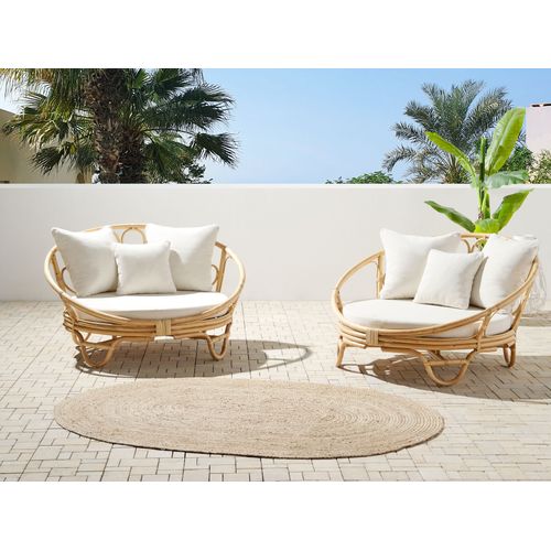 Set De 2 Chaise Longue De Jardin Rotin Naturel Rossano