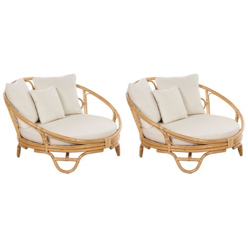 Set De 2 Chaise Longue De Jardin Rotin Naturel Rossano
