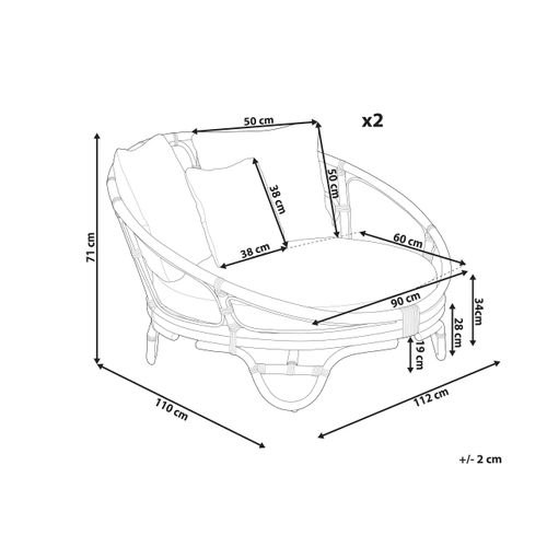 Set De 2 Chaise Longue De Jardin Rotin Naturel Rossano