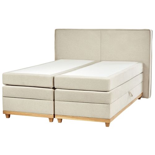 Lit Boxspring En Tissu 160 X 200 Cm Beige Dynasty